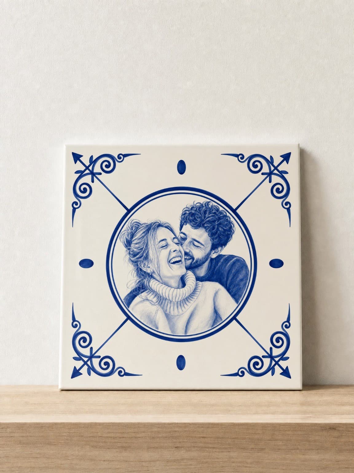 Fototegeltje: jouw foto in Delfts blauw, gedrukt op keramiek