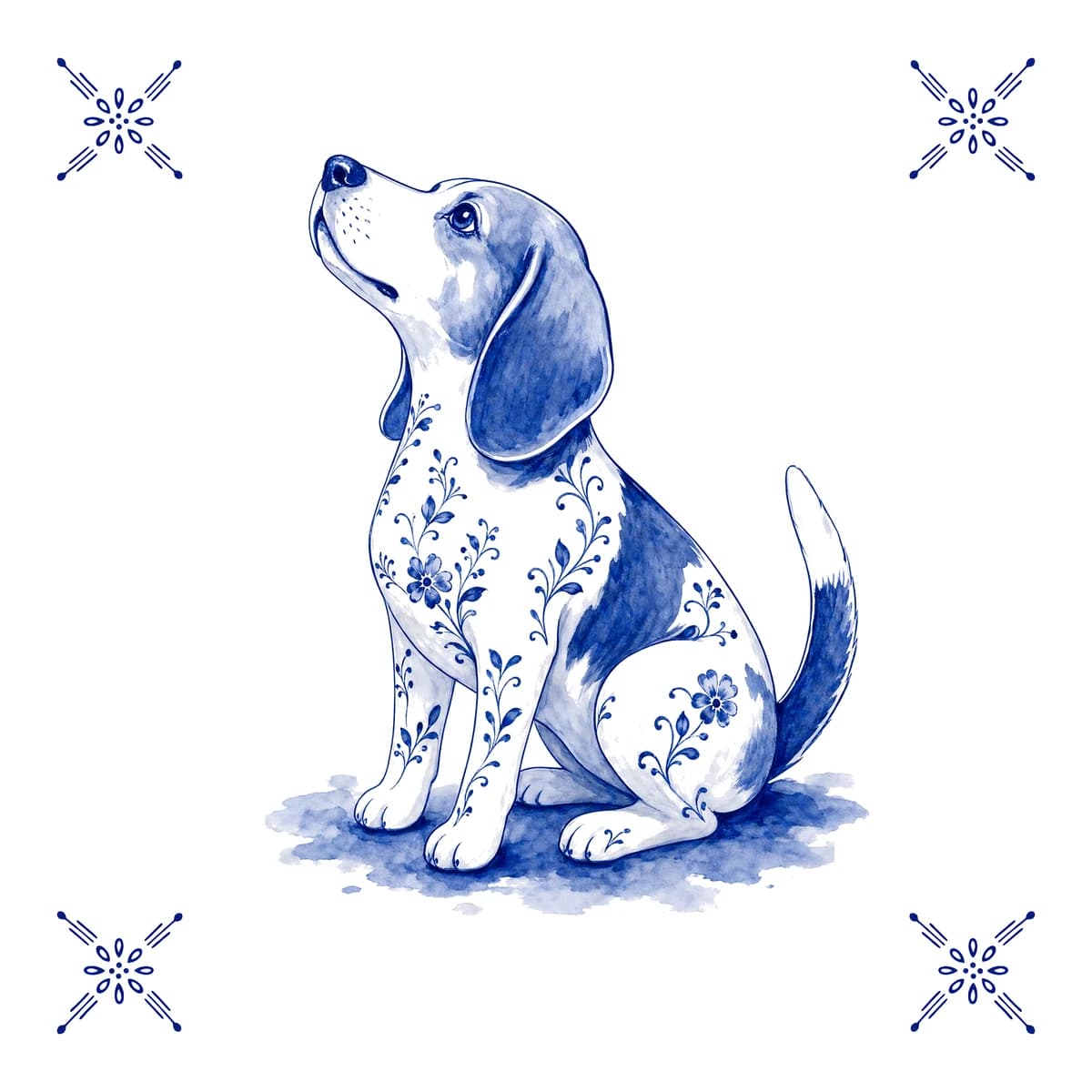 Beagle – Delfts blauw tegeltje