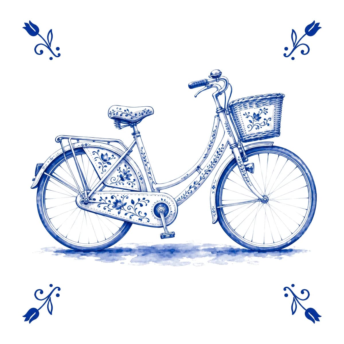 Fiets – Delfts blauw tegeltje
