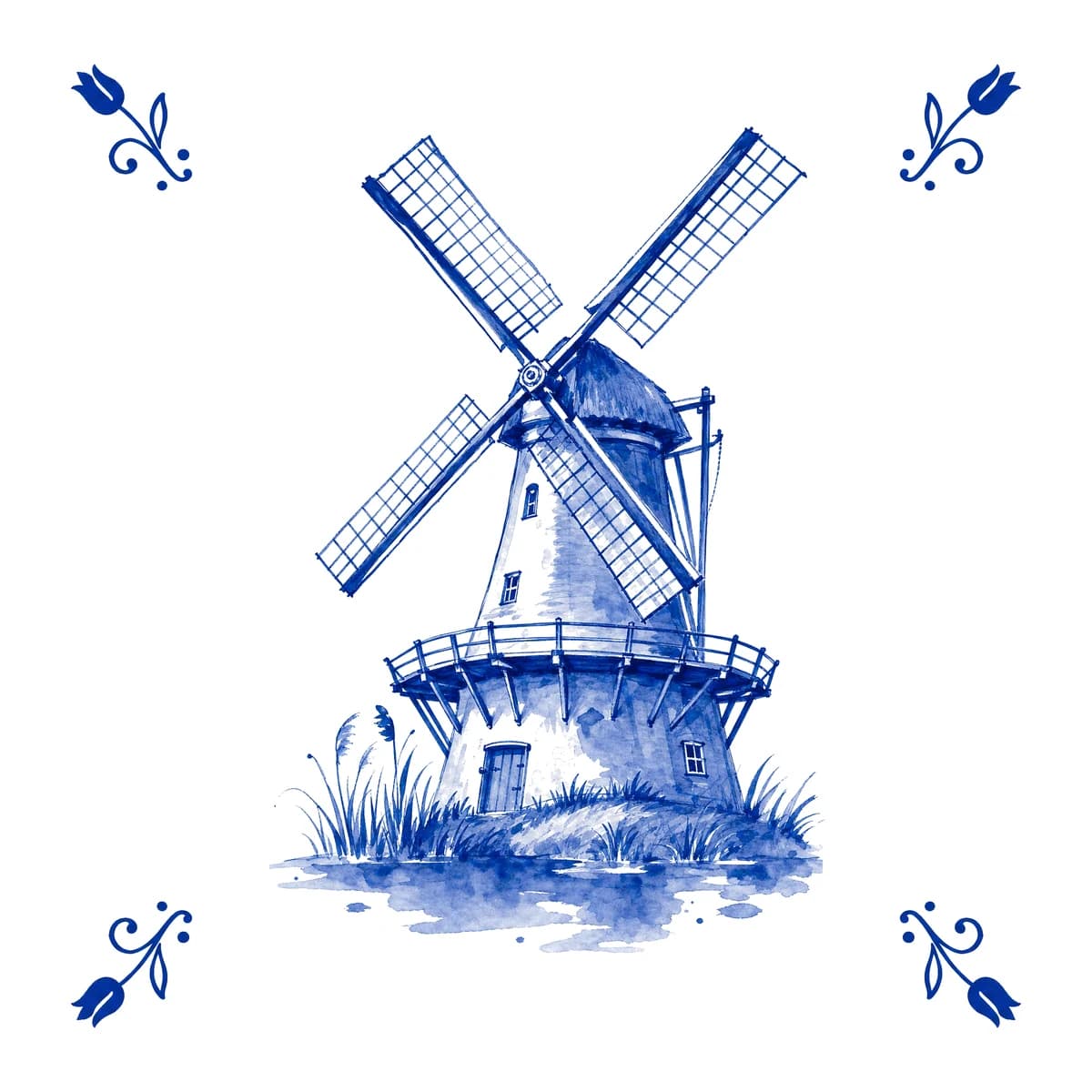 Molen – Delfts blauw tegeltje