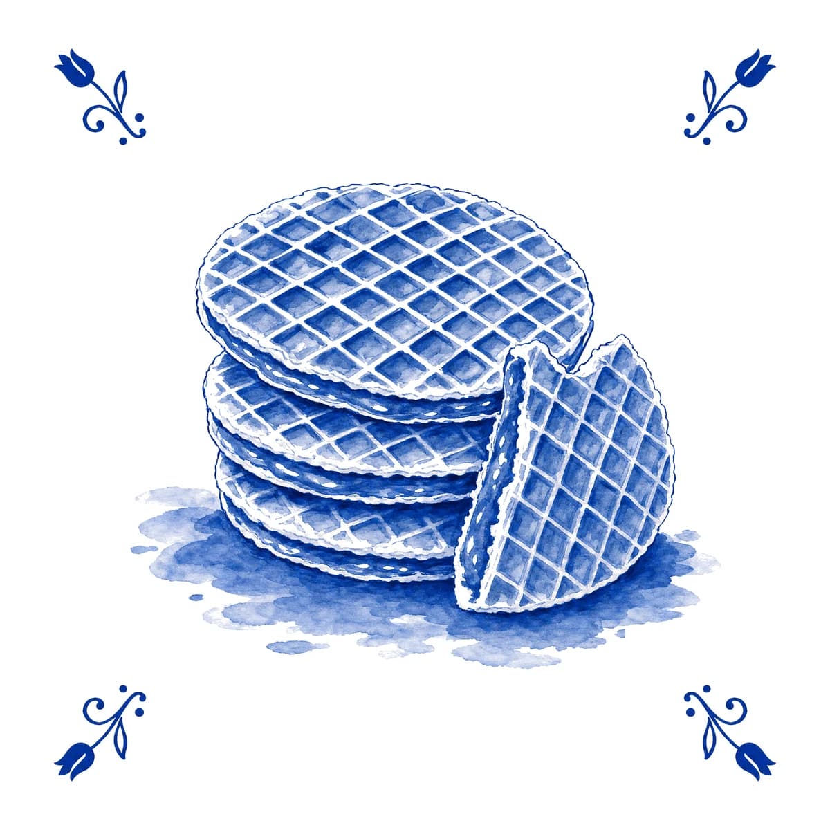 Stroopwafels – Delfts blauw tegeltje